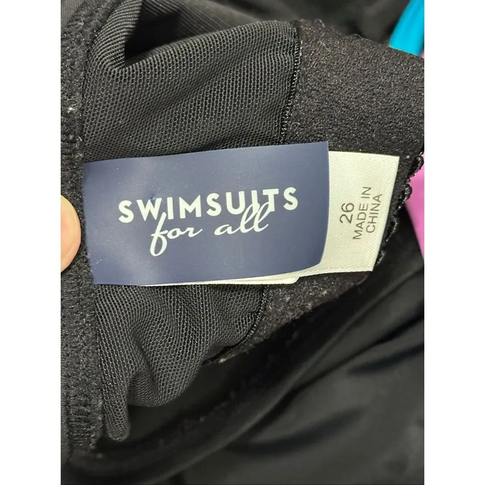Swimsuits For All Size 26 Black Crisscross Back One Piece Swimsuit
